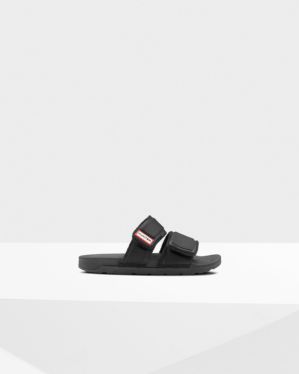 Womens Slides - Hunter Original Double Strap (41JAXTPDB) - Black